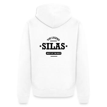 silas - Unisex Premium Bio Zip Hoodie - Weiß - Hinten - Thijin (182cm)