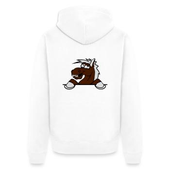 lustig comic cartoon pferd mauer schild text leer - Unisex Premium Bio Zip Hoodie - Weiß - Hinten - Thijin (182cm)