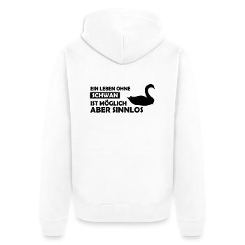 ein leben ohne schwan - Unisex Premium Bio Zip Hoodie - Weiß - Hinten - Thijin (182cm)
