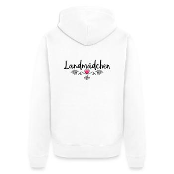 landmaedchen herz - Unisex Premium Bio Zip Hoodie - Weiß - Hinten - Thijin (182cm)
