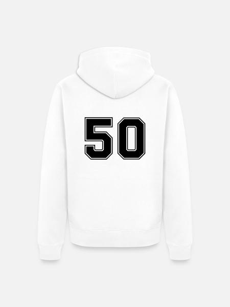 50 - Unisex Premium Organic Zip Hoodie - white