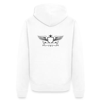 text schreiben flügel krone könig schild wappen em - Unisex Premium Bio Zip Hoodie - Weiß - Hinten - Thijin (182cm)