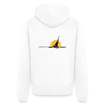 Schiffe - Segelboot Sonne - Unisex Premium Bio Zip Hoodie - Weiß - Hinten - Thijin (182cm)