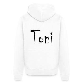 Toni - Unisex Premium Bio Zip Hoodie - Weiß - Hinten - Thijin (182cm)