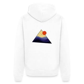 Triangle Sunset - Unisex Premium Bio Zip Hoodie - Weiß - Hinten - Thijin (182cm)