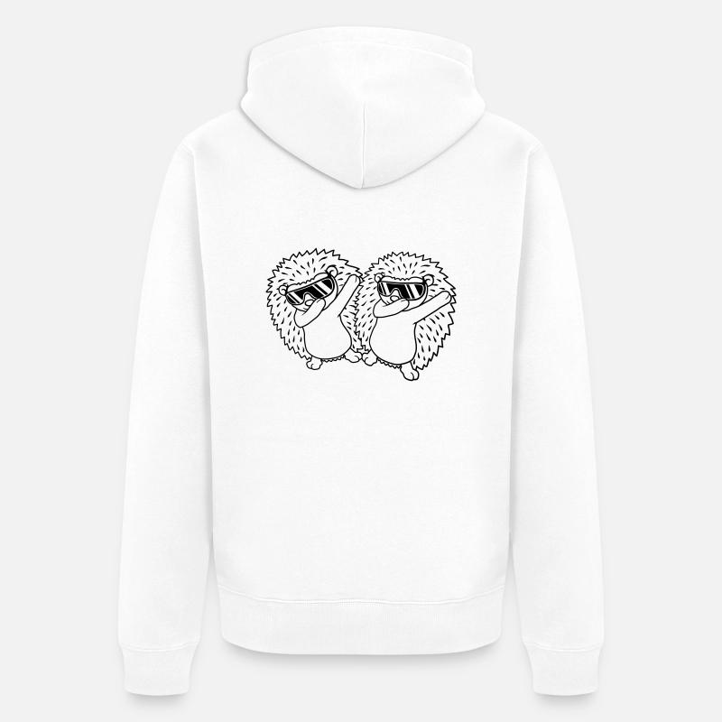 Team 2 dabbing Igel - Unisex Premium Bio Zip Hoodie - Weiß