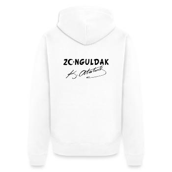 Zonguldak Türkei Flagge Ata - Unisex Premium Bio Zip Hoodie - Weiß - Hinten - Thijin (182cm)