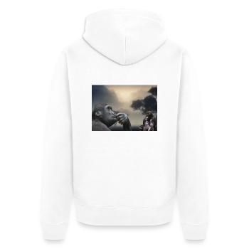 Gorillas - Unisex Premium Bio Zip Hoodie - Weiß - Hinten - Thijin (182cm)