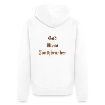 GodBlessBrosses à dents - Veste à capuche bio Premium Unisexe - blanc - Dos - Thijin (182cm)