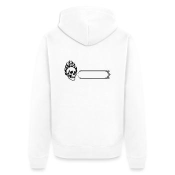 Tête de mort - Nom prénom - Veste à capuche bio Premium Unisexe - blanc - Dos - Thijin (182cm)