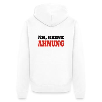 ÄH, KEINE AHNUNG by JAY - Unisex Premium Bio Zip Hoodie - Weiß - Hinten - Thijin (182cm)