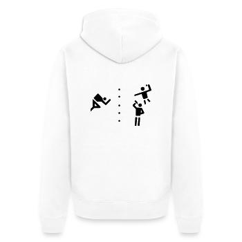 Offizielles Flunkyball - Logo - Unisex Premium Bio Zip Hoodie - Weiß - Hinten - Thijin (182cm)