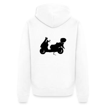 Daelim S3 Silhouette seitlich von links - Unisex Premium Bio Zip Hoodie - Weiß - Hinten - Thijin (182cm)
