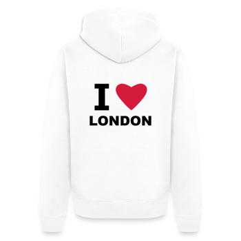 I love London - Unisex Premium Bio Zip Hoodie - Weiß - Hinten - Thijin (182cm)
