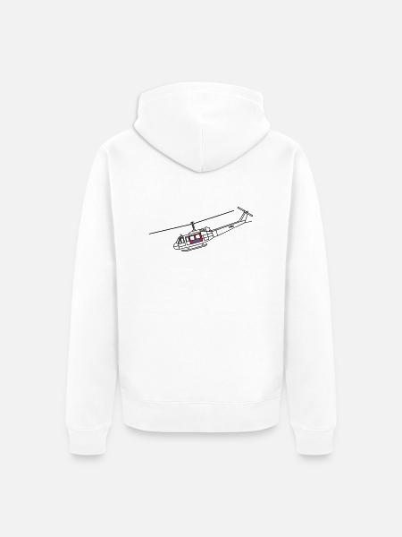 Bell UH1D - SAR / Notarzt - Unisex Premium Bio Zip Hoodie - Weiß