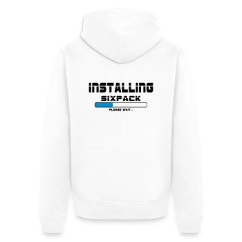 installing sixpack - Unisex Premium Organic Zip Hoodie - white - Back - Thijin (182cm)