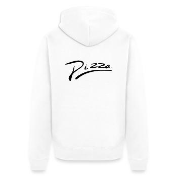 Pizza Schriftzug - Unisex Premium Bio Zip Hoodie - Weiß - Hinten - Thijin (182cm)