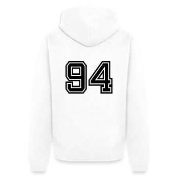 94 - Unisex Premium Bio Zip Hoodie - Weiß - Hinten - Thijin (182cm)