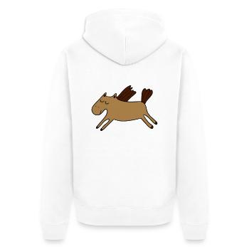 Pony - Unisex Premium Bio Zip Hoodie - Weiß - Hinten - Thijin (182cm)