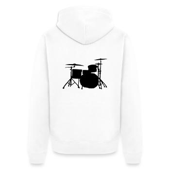Drums Silhouette ReDesign 2 - Unisex Premium Bio Zip Hoodie - Weiß - Hinten - Thijin (182cm)