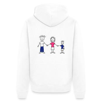 family_dad_and_mom_with_boy_3c - Unisex Premium Bio Zip Hoodie - Weiß - Hinten - Thijin (182cm)