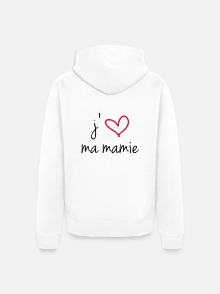 j'aime ma mamie - Veste à capuche bio Premium Unisexe - blanc