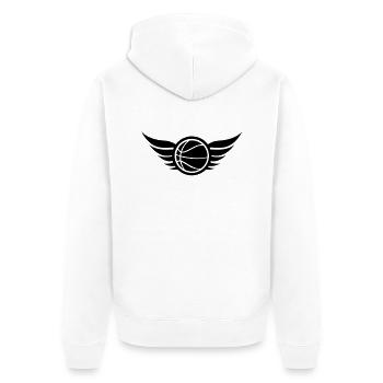 Basketball Flügel - Unisex Premium Bio Zip Hoodie - Weiß - Hinten - Thijin (182cm)