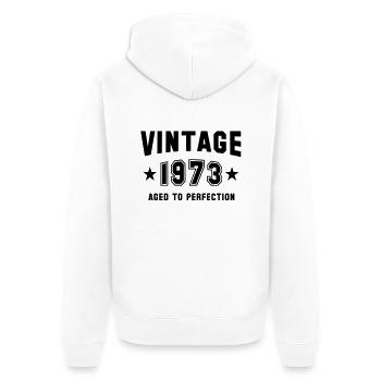 VINTAGE 1973 - Birthday - Aged To Perfection - Unisex Premium Bio Zip Hoodie - Weiß - Hinten - Thijin (182cm)
