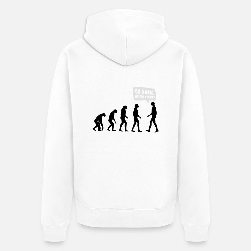 Evolution fucked up - Evolution verkackt - Unisex Premium Bio Zip Hoodie - Weiß