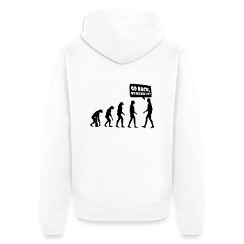 Evolution fucked up - Evolution verkackt - Unisex Premium Organic Zip Hoodie - white - Back - Thijin (182cm)