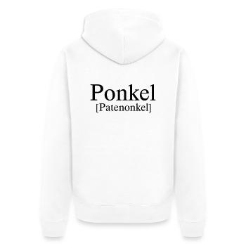 Ponkel- cooler Patenonkel - Unisex Premium Bio Zip Hoodie - Weiß - Hinten - Thijin (182cm)
