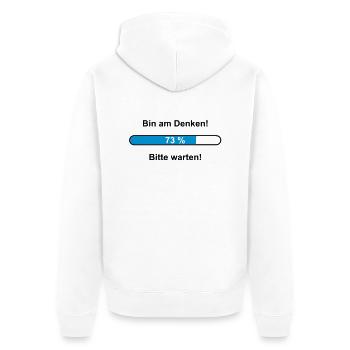 Bin am Denken! Bitte warten! - Unisex Premium Bio Zip Hoodie - Weiß - Hinten - Thijin (182cm)