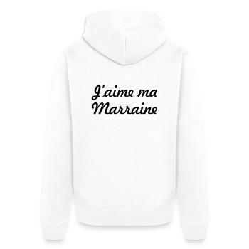 Ich liebe meine Patin - Unisex Premium Bio Zip Hoodie - Weiß - Hinten - Thijin (182cm)