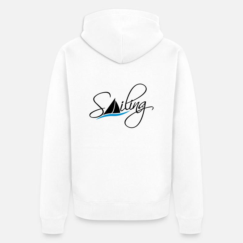 Sailing Logo Design - Veste à capuche bio Premium Unisexe - blanc