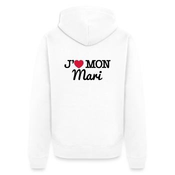 J'aime mon mari - Veste à capuche bio Premium Unisexe - blanc - Dos - Thijin (182cm)