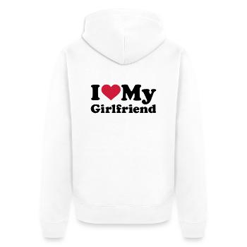 I love my girlfriend - Veste à capuche bio Premium Unisexe - blanc - Dos - Thijin (182cm)