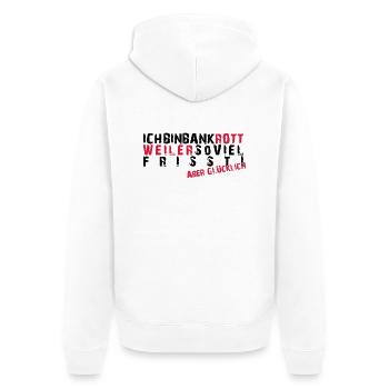 Bankrottweiler aber glücklich - Unisex Premium Bio Zip Hoodie - Weiß - Hinten - Thijin (182cm)