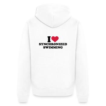 Synchronschwimmen - Unisex Premium Bio Zip Hoodie - Weiß - Hinten - Thijin (182cm)