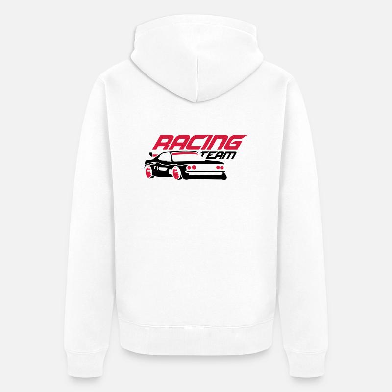 Voiture de l'équipe de course - Veste à capuche bio Premium Unisexe - blanc