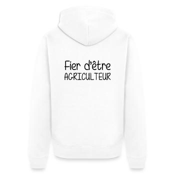 Fier d'être Agriculteur - Veste à capuche bio Premium Unisexe - blanc - Dos - Thijin (182cm)