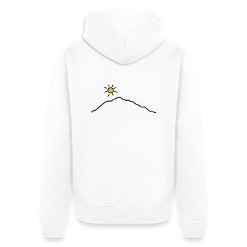 Berge und Sonne - V2 - Unisex Premium Bio Zip Hoodie - Weiß - Hinten - Thijin (182cm)