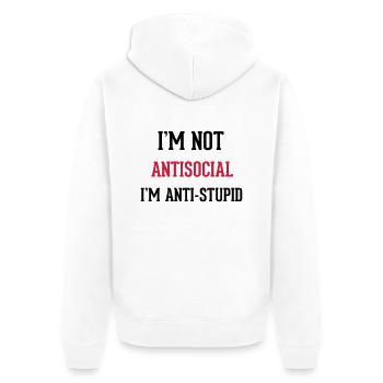 Antisocial - Unisex Premium Bio Zip Hoodie - Weiß - Hinten - Thijin (182cm)
