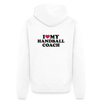 Handball coach - Unisex Premium Organic Zip Hoodie - white - Back - Thijin (182cm)