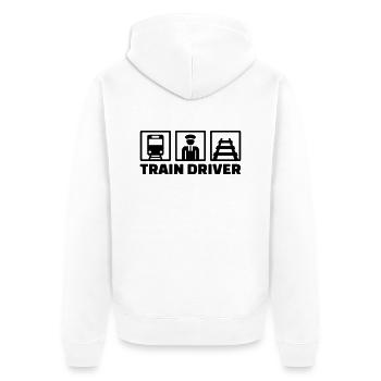 Train driver - Unisex Premium Organic Zip Hoodie - white - Back - Thijin (182cm)