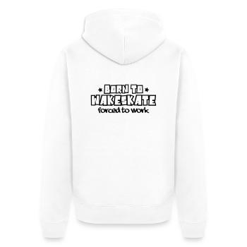 Born to wakeskate forced to work 2018 - Unisex Premium Organic Zip Hoodie - white - Back - Thijin (182cm)
