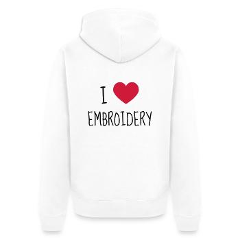 Embroidery Stickerei Broderie Embroiderer Brodeuse - Unisex Premium Organic Zip Hoodie - white - Back - Thijin (182cm)