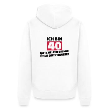 40. Geburtstag - Unisex Premium Bio Zip Hoodie - Weiß - Hinten - Thijin (182cm)