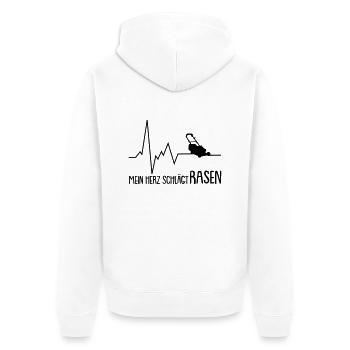 mein herz schlägt rasen - Unisex Premium Bio Zip Hoodie - Weiß - Hinten - Thijin (182cm)