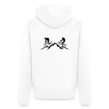 Sport - Fahrrad Mountainbike Berge - Unisex Premium Bio Zip Hoodie - Weiß - Hinten - Thijin (182cm)