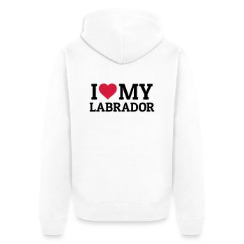 I love my Labrador - Unisex Premium Bio Zip Hoodie - Weiß - Hinten - Thijin (182cm)